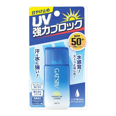 Мужской солнцезащитный увлажняющий лосьон для лица и тела Gatsby Perfect UV Lotion (SPF 50+/PA++++), Mandom 30 мл