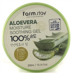 Многофункциональный смягчающий гель с экстрактом алоэ вера Moisture Soothing Gel Aloe Vera, FARMSTAY   300 мл