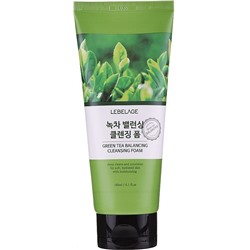 Пенка для умывания балансирующая с экстрактом зеленого чая GREEN TEA BALANCING CLEANSING FOAM, LEBELAGE, 180 мл