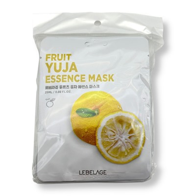 Маска для лица тканевая с экстрактом юдзу FRUIT YUJA ESSENCE MASK, LEBELAGE