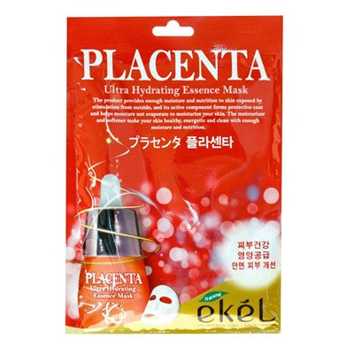 Тонизирующая тканевая маска для лица с экстрактом плаценты Placenta Ultra Hydrating Essence Mask, EKEL   25 г