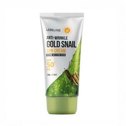 Крем для лица и тела солнцезащитный антивозрастной с муцином улитки ANTI WRINKLE GOLD SNAIL SUN CREAM SPF50+ PA+++, LEBELAGE, 70 мл