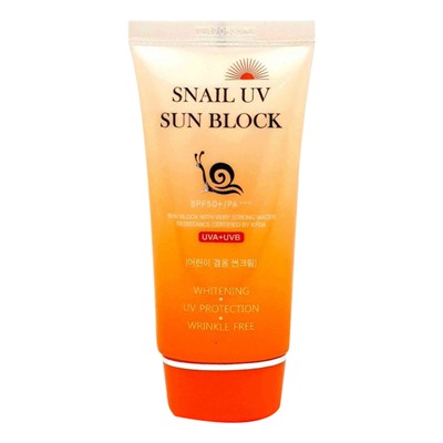 Солнцезащитный крем для лица с улиточным муцином Snail UV Sun Block Cream SPF50+/PA+++, Jigott 70 мл