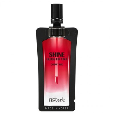 Тинт для губ Shine Gloss Lip tint 1 Cherry Red, Beausta, вишнево-красный, 4 мл