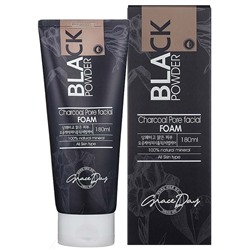 Пенка для умывания с чёрным углём, BLACK POWDER CHACOAL PORE FACIAL FOAM, Grace Day, 180 мл