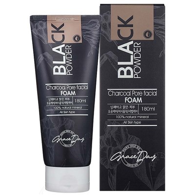 Пенка для умывания с чёрным углём, BLACK POWDER CHACOAL PORE FACIAL FOAM, Grace Day, 180 мл