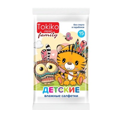 Салфетки влажные детские Tokiko Japan Family, Авангард 15 шт