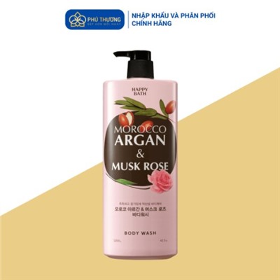 Гель для душа с марокканским аргановым маслом с ароматом розы MOROCCO ARGAN&MUSK ROSE BODY WASH, HAPPYBATH, 1200 мл