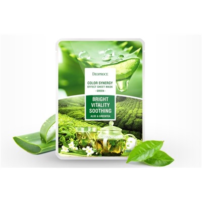 Маска кремовая на тканевой основе GREEN TEA MASK, DEOPROCE, 25 г