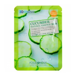 Увлажняющая тканевая 3D маска с экстрактом огурца Cucumber Natural Essence Mask, FOODAHOLIC   23 мл