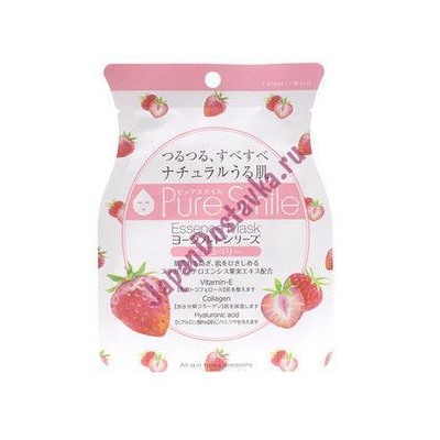 Выравнивающая тон кожи маска для лица на йогуртовой основе Yogurt mask, PURE SMILE 1 шт. 23 мл (с экстрактом клубники)