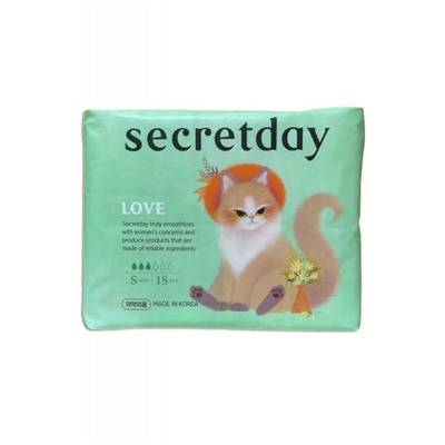 Ультратонкие дышащие прокладки Love S size, Secretday, 18 шт. (21 cм.)