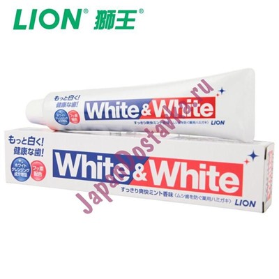 Отбеливающая зубная паста c кальцием и фтором White&White, LION 150 г