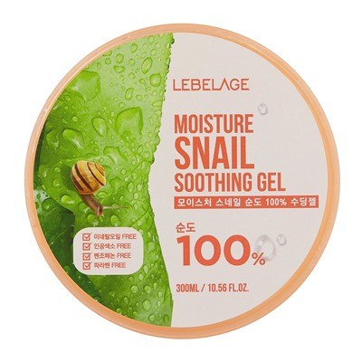 Гель для лица и тела универсальный с муцином улитки MOISTURE SNAIL PURITY 100% SOOTHING GEL, LEBELAGE, 300 мл