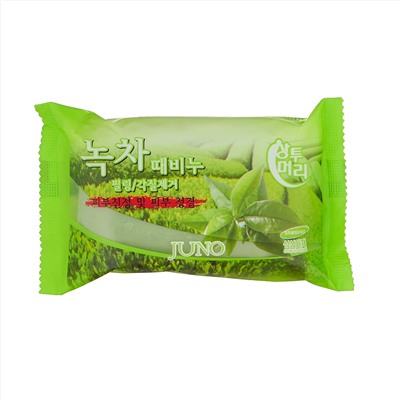 Косметическое мыло-пилинг с экстрактом Зелёного чая Green tea, Juno 150 г