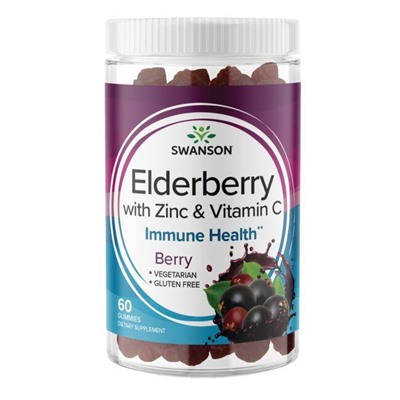 Swanson Elderberry Gummies with Zinc & Vitamin C - Berry Flavored