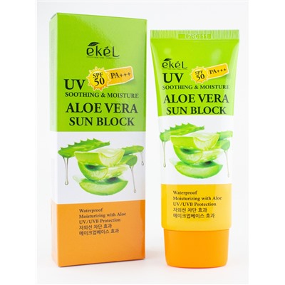 Крем солнцезащитный с алоэ Soothing & Moisture Sun Block SPF50/PA+++ Aloe Vera, Ekel 70 мл