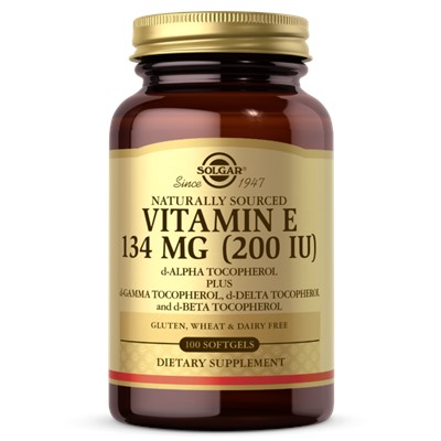 Solgar Vitamin E 134 mg (200 IU) Mixed Softgels (d-Alpha Tocopherol & Mixed Tocopherols)