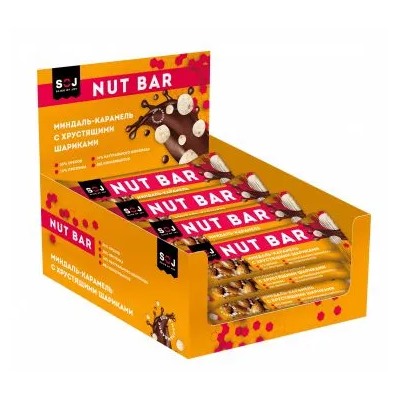 SOJ Ореховый батончик "NUT BAR" (16 шт в уп) 40 г