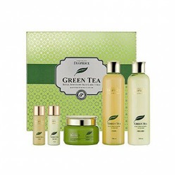 Набор для лица уходовый Premium Greentea Total Solution 3 Set, DEOPROCE   260 мл x 2/100 мл/30 мл x 2