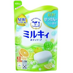 Молочное увлажняющее жидкое мыло для тела с цитрусовым ароматом "Milky Body Soap", COW  400 мл (запаска)