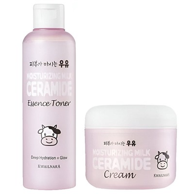 КОМПЛЕКТ Крем для лица Moisturizing Milk Ceramide Cream + Тонер для лица Moisturizing Ceramide Toner, Welcos, 100 мл + 200 мл