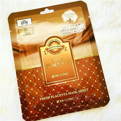 Тканевая маска для лица ПЛАЦЕНТА Fresh Placenta Mask Sheet, 3W CLINIC