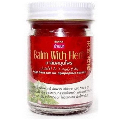 Тайский красный бальзам на основе природных трав Thai Balm With Herb, Banna 50 г