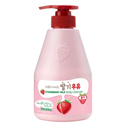 Гель для душа с ароматом клубничного молока Kwailnara Strawberry Milk Body Cleanser, Welcos, 560 г