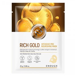 Маска на тканевой основе питательная с золотом Rich Gold Intensive Pro Nourishing mask, Enough, 25 г