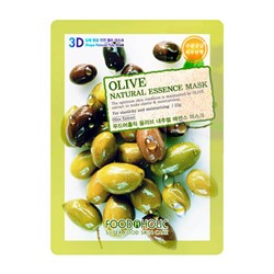 Тканевая 3D маска с экстрактом оливы для увлажнения и питания кожи Olive Natural Essence Mask, FOODAHOLIC   23 мл