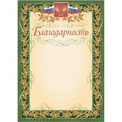 Благодарность А4 с гербом и флагом, рамка лавровый лист КЖ-158 Торговый дом "Учитель-Канц"