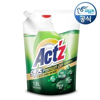 Концентрированный гель "Act’z Premium Gel" для стирки белья для машин с вертикальной и горизонтальной загрузкой (аромат эвкалипта) мягкая упаковка с крышкой, PIGEON   1000 мл.