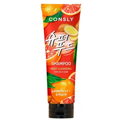 Шампунь глубокоочищающий с экстрактами грейпфрута и имбиря Grapefruit Ginger Shampoo For Deep Cleansing Freshness, Consly, 250 мл