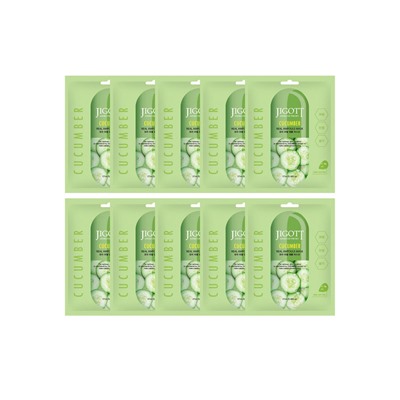 Ампульная тканевая маска с экстрактом огурца Cucumber Real Ampoule Mask, Jigott, 27 мл (спайка 10 шт.)