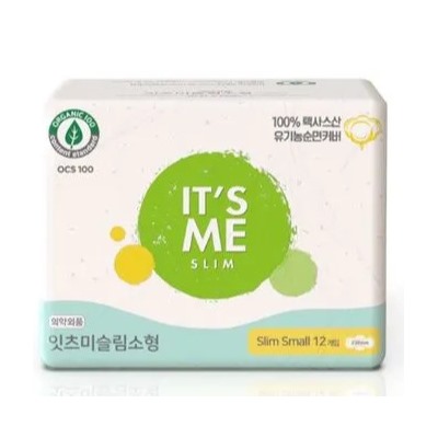 Прокладки женские гигиенические с крылышками, 2 капли, Slim organic cotton pads small,  It's Me, 12 шт.