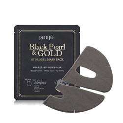 Гидрогелевая маска для лица с экстрактом черного жемчуга Black Pearl & Gold Hydrogel Mask Pack, PETITFEE   32 г