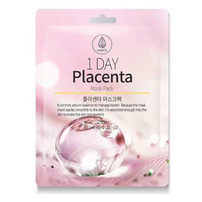 Тканевая маска с экстрактом плаценты, 1 Day Placenta Mask Pack, Med B, 27 мл