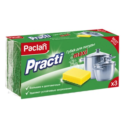 Губки для мытья посуды, Paclan 3 шт