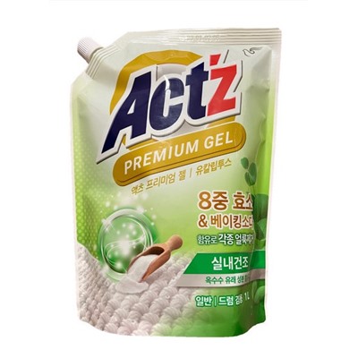 Концентрированный гель "Act’z Premium Gel" для стирки белья для машин с вертикальной и горизонтальной загрузкой (аромат эвкалипта) мягкая упаковка с крышкой, PIGEON   1000 мл.