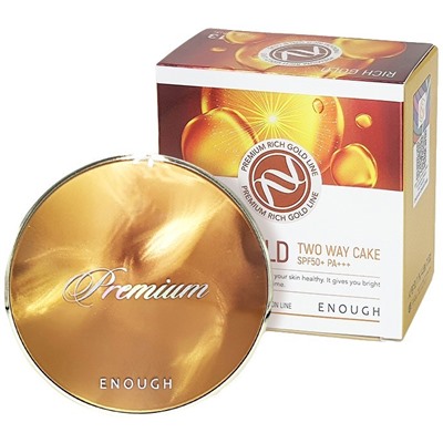 Пудра для лица с золотом со сменным блоком PREMIUM RICH GOLD TWO-WAY #13 (INCLUDING REFILL), Enough, 13 г