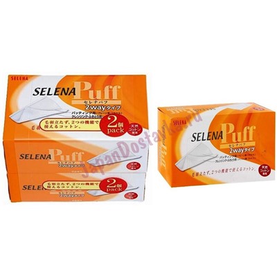 Косметические двухсторонние ватные подушечки Selena Puff 2-way, MANEKI  2 х 80 шт