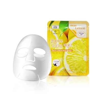 Маска тканевая с экстрактом лимона FRESH LEMON MASK SHEET, 3W Clinic, 23 мл