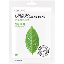 Маска-салфетка для лица с экстрактом ЗЕЛЁНОГО ЧАЯ GREEN TEA NATURAL MASK, Lebelage 25 г