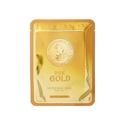 Маска для лица антивозрастная  с 24К золота на тканевой основе, 24k gold water dual snail mask pack,ELIZAVECCA, 30 г