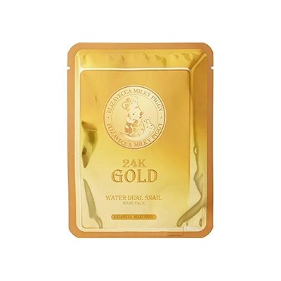 Маска для лица антивозрастная  с 24К золота на тканевой основе, 24k gold water dual snail mask pack,ELIZAVECCA, 30 г