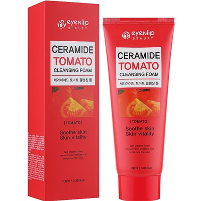 Пенка для лица с томатом CERAMIDE TOMATO CLEANSING FOAM, EYENLIP, 100 мл